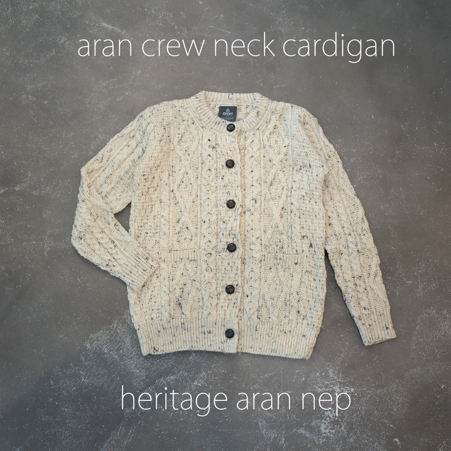 アランクルーネックカーディガン・ヘリテッジアランネップ