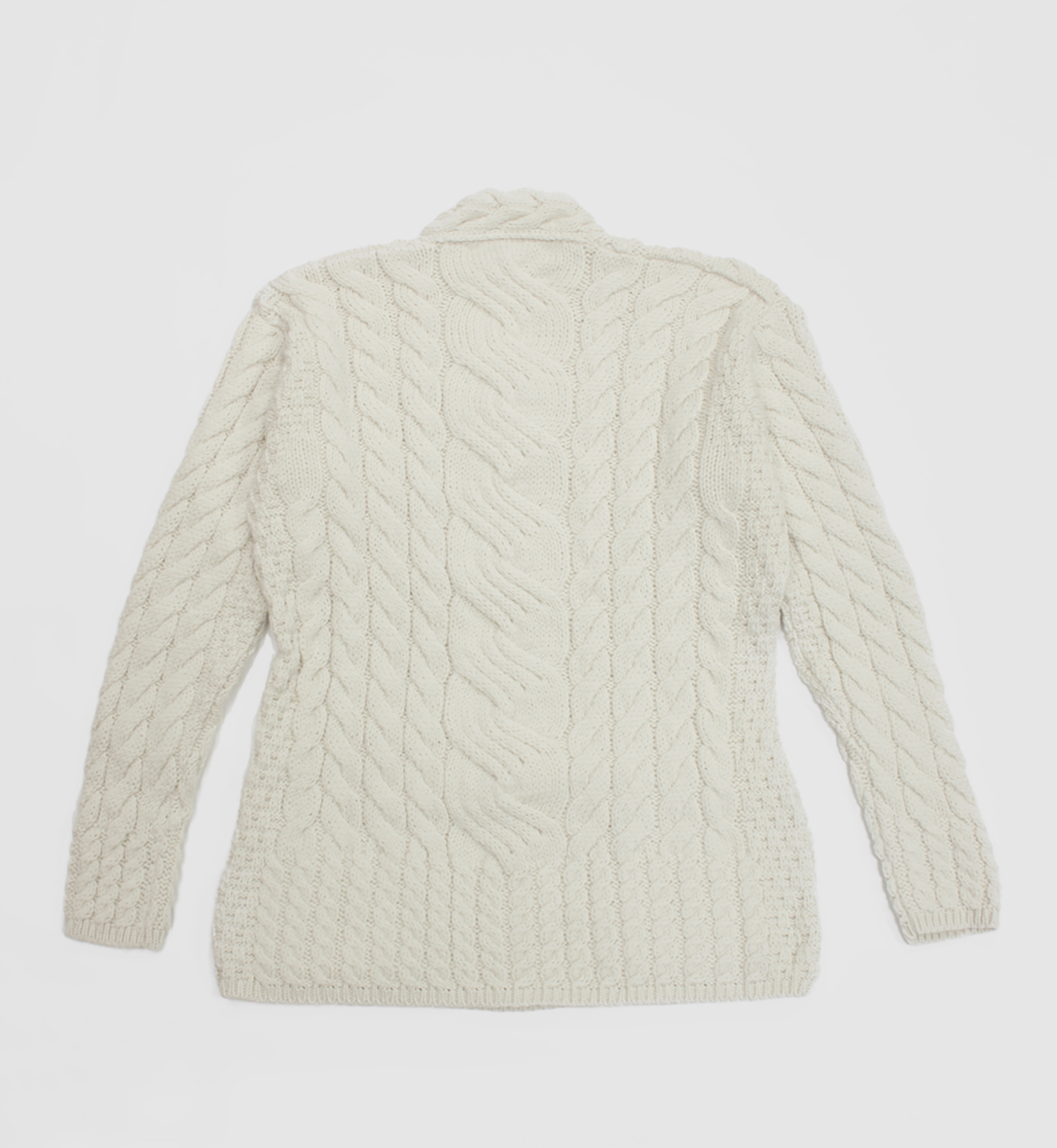 アラン　クロスオーバーVネックセーター　ホワイト