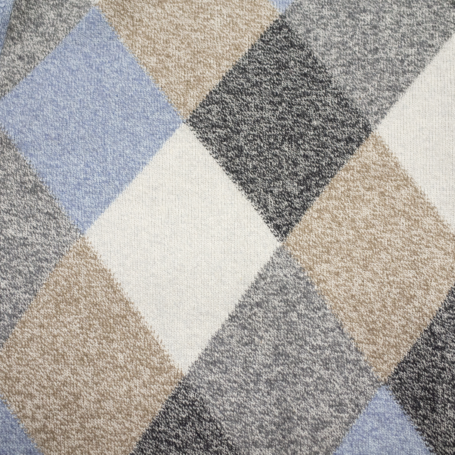 Ballantyne バランタイン・メランジカシミヤアーガイル・セーター・ブルーミックス