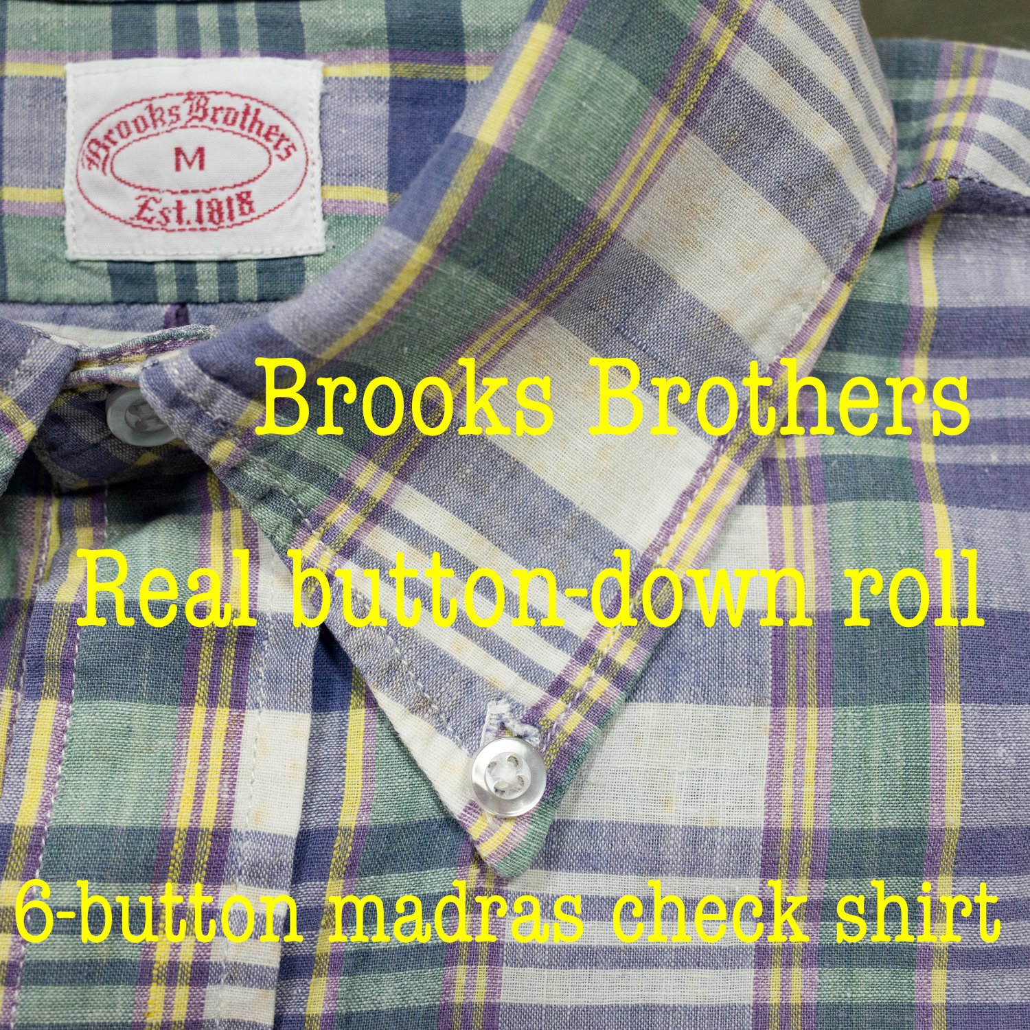 80`sブルックスブラザーズ・6ボタンマドラスチェックシャツ