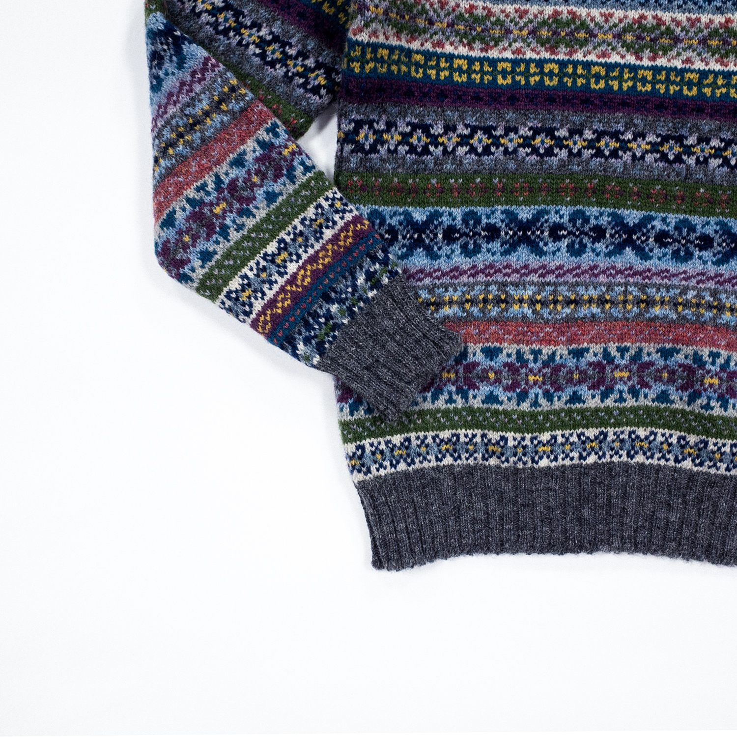 ジャミーソンjamieson`s・ジャミーソンズ・フェアアイルクルーネックセーター・シェットランドグレー