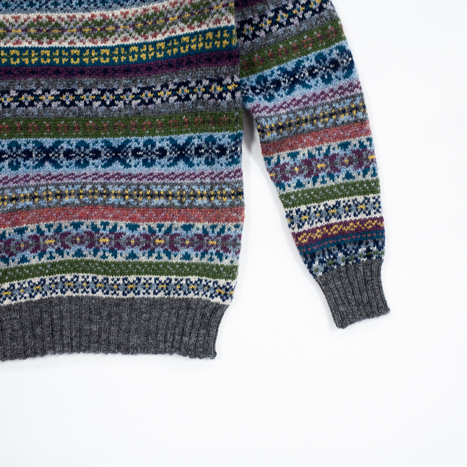 ジャミーソンjamieson`s・ジャミーソンズ・フェアアイルクルーネックセーター・シェットランドグレー