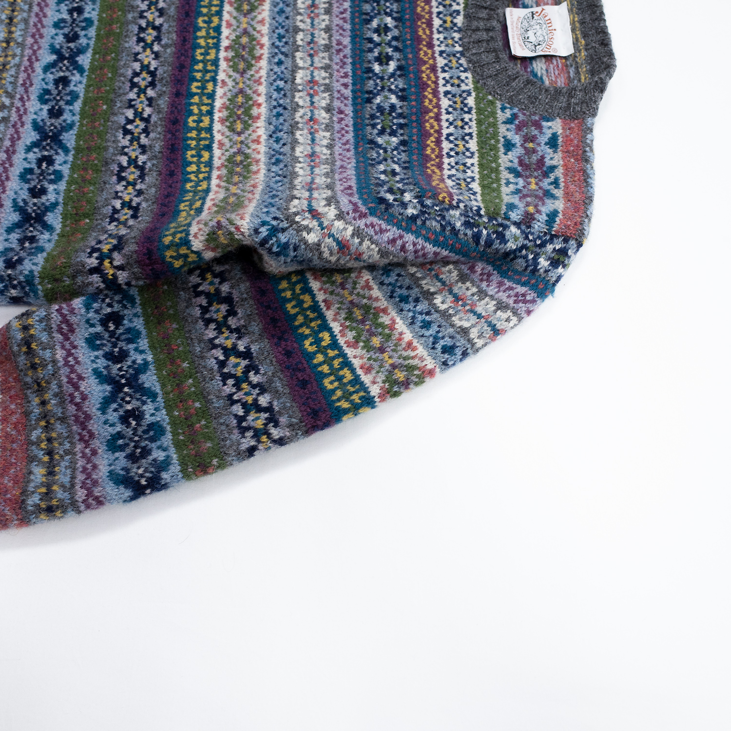 ジャミーソンjamieson`s・ジャミーソンズ・フェアアイルクルーネックセーター・シェットランドグレー