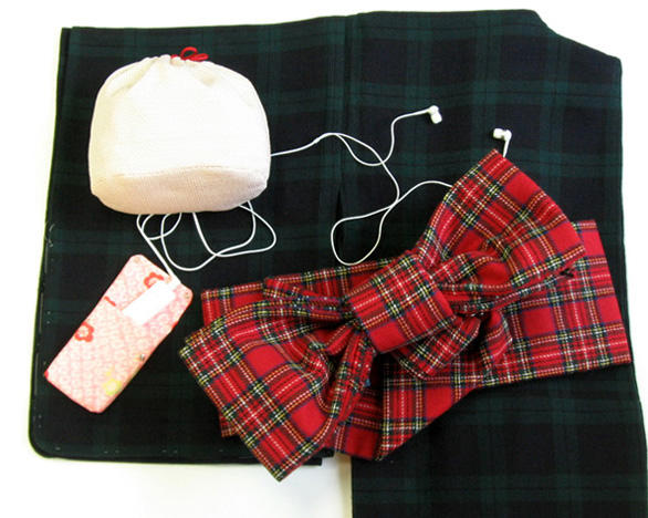 限定きものまいロイヤルスチュワート半巾帯