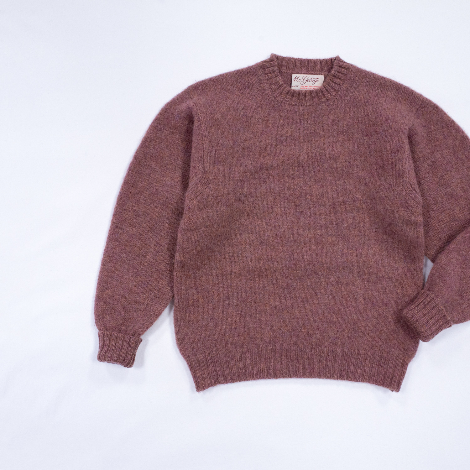 マックジョージ・シェットランドクルーネックセーター・オールドローズ