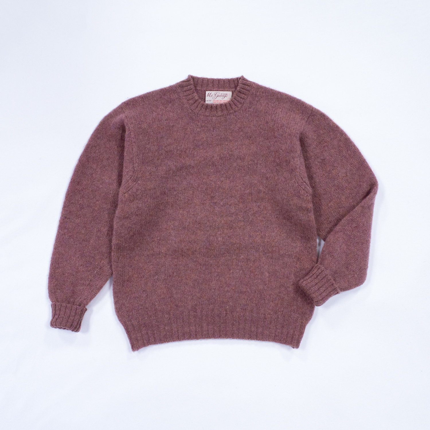 マックジョージ・シェットランドクルーネックセーター・オールドローズ